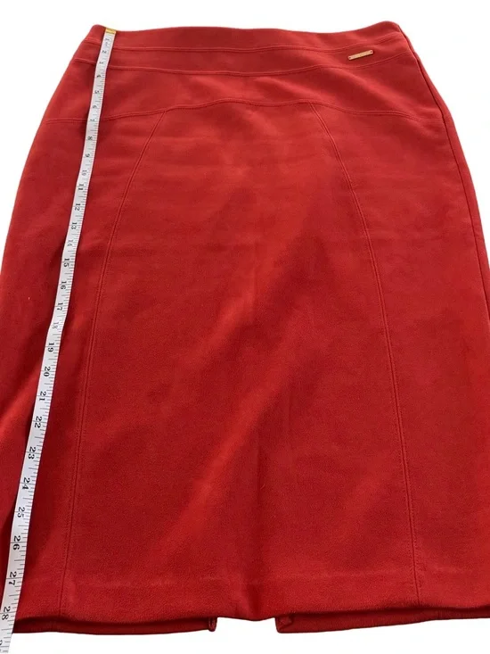 Andrew Marc Faux Suede Pencil Skirt - Rust Orange - Size Medium - Picture 5 of 7